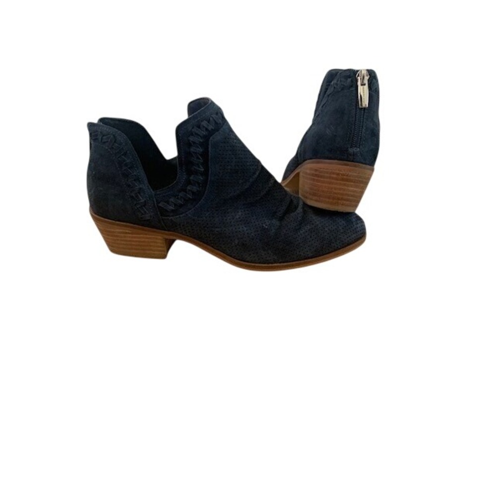 Vince Camuto Palmina Navy Blue Perforated Suede Cutout Booties VC-PALMINA‎ 10W